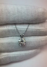 Round Solitaire Natural Earth Mined Diamond Necklace Pendant 2.75 Ct White Gold 14K