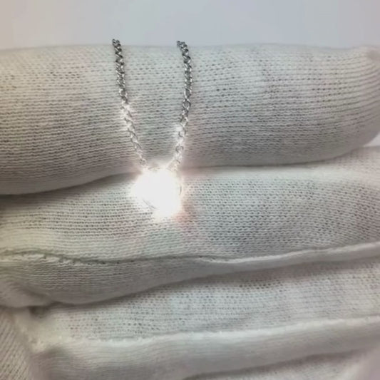 Round Brilliant Cut 1 Carat Diamond Pendant Necklace 14K White Gold