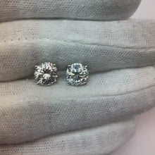 4 Carats Rounds Sparkling Natural Earth Mined Diamonds Lady Stud Earrings White Gold 14K
