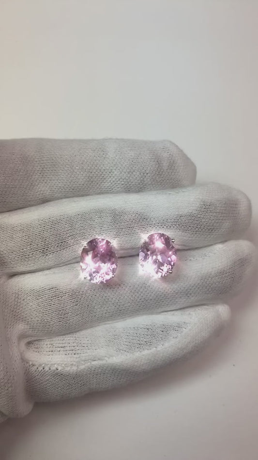 Rose Gold 14K 12 Ct Kunzite Ladies Studs Earrings Jewellery