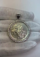White Gold Dollar Natural Earth Mined Diamond Bezel Pendant 2 Carats (Coin not included)