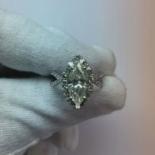 White Gold Marquise Natural Earth Mined Diamond Halo Engagement Ring 4.50 Carats New
