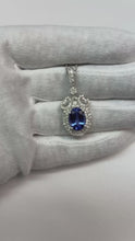White Gold 14K 8.60 Ct. Oval Tanzanite And Natural Earth Mined Diamonds Pendant Necklace