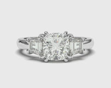 Sparkling Three Stone 2.20 Carats Cushion Natural Earth Mined Diamond Wedding Ring