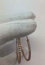 Natural Earth Mined Diamond Hoop Earrings 4 Carats U Prong Setting Rose Gold 14K