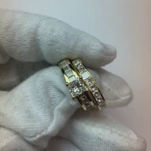 4.50 Carats Natural Earth Mined Diamonds Princess Cut Engagement Ring Set Yellow Gold 14K