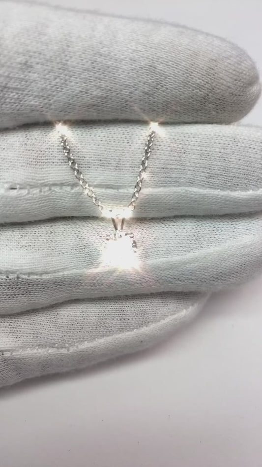 1 Carat Round Solitaire Natural Earth Mined Diamond Necklace Pendant White Gold 14K