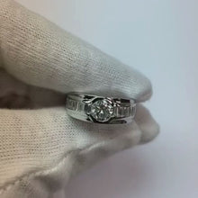 1.85 Carats Natural Earth Mined Diamond White Gold 14K Men's Ring Half Bezel Set