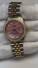 Rolex Datejust Pink Mother Of Pearl Natural Earth Mined Diamond Dial 31 mm Two Tone Watch
