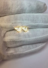 Natural Earth Mined Diamond Heart Stud Earrings Bezel Set Yellow Gold
