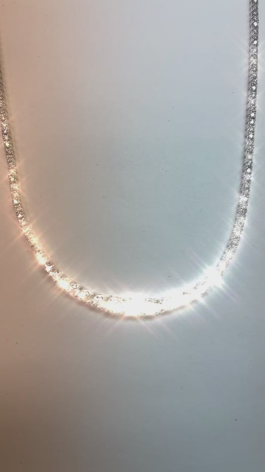 9 Carats Prong Set Real Diamonds Tennis Necklace White Gold 14K