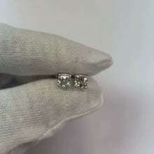 Sparkling Asscher Cut Natural Earth Mined Diamond Stud Earrings 1.50 Carat White Gold 14K