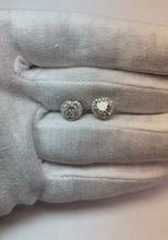Heart & Round Cut Halo Natural Earth Mined Diamond Stud Earring 2.38 Carat White Gold 14K