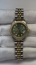 Rolex Ladies Datejust 26 mm Olive Green Diamond Dial Two Tone Watch