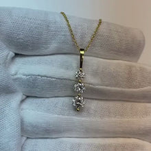 Round White Natural Earth Mined Diamond Journey Necklace Pendant 1.9 Carat White Gold 14K