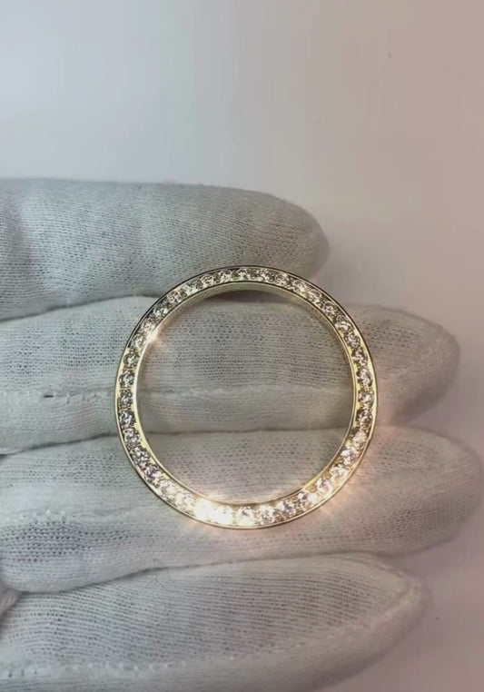 36 Mm 14K Real Diamond Custom Bezel To Fit Rolex Datejust Or All Watch Models 3 Ct.