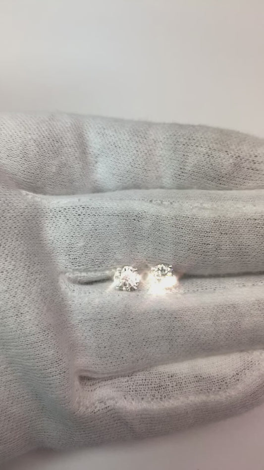 Round Natural Diamond Stud Earrings 1.60 Carats White Gold 14K