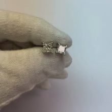 2 Carat Princess Natural Earth Mined Diamond Stud Earring Gold Solid White Prong Set