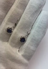 2.30 Carats Round Ceylon Sapphire And Natural Earth Mined Diamond Cluster Earring