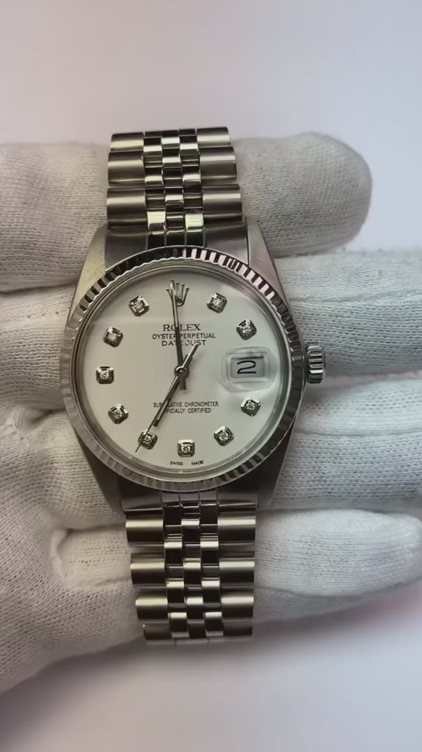 Ss Jubilee Bracelet Diamond Dial Fluted Bezel Rolex Date Just Watch1