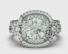 Cushion & Round Cut Gorgeous Halo Natural Earth Mined Diamond Wedding Ring 6.40 Ct