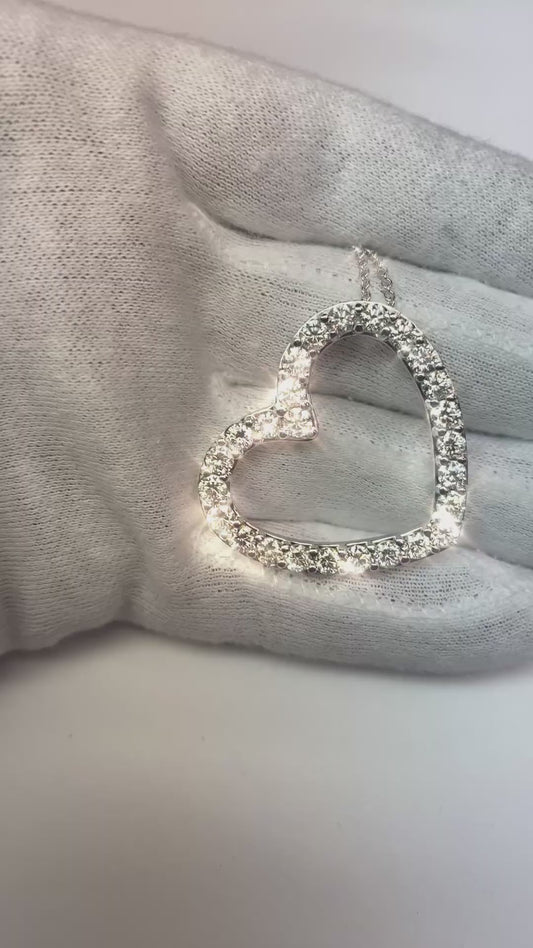 Heart Shaped Pendant Necklace 5.20 Ct Real Round Cut Natural Earth Mined Diamonds White Gold