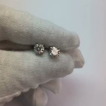 Natural Earth Mined Diamond Stud Earrings 2 Carats Four Prong Round White Gold 14K