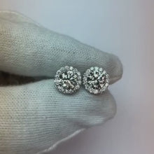 2.80 Carats F VS1 VVS1 Natural Earth Mined Diamonds White Gold 14K Studs Pair Halo Earrings