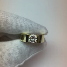 Tension Set Band Yellow Gold 14K Round Natural Earth Mined Diamond 1 Carat Men's Ring