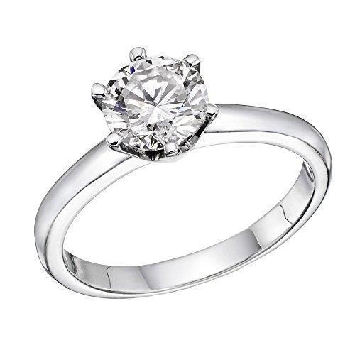 1 Carat Round Solitaire Natural Earth Mined Diamond Ring White Gold Jewelry