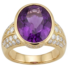 Colored Stone Ring 14K Yellow Gold with Purple Amethyst – front view
