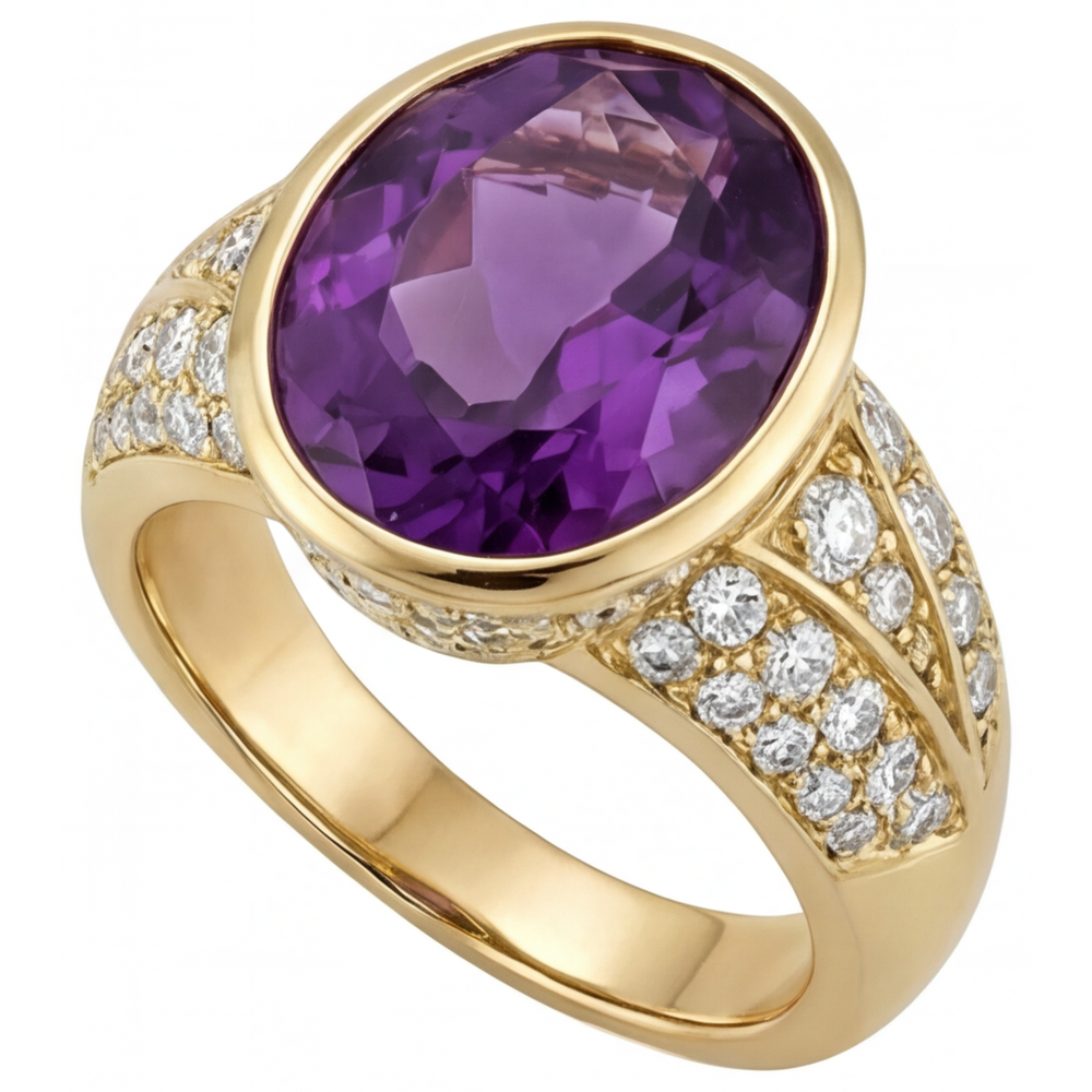 Shimmering Colored Stone Ring 9 ct – angle view
