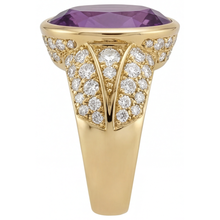 Colored Stone Ring 14K Yellow Gold with Purple Amethyst – top view