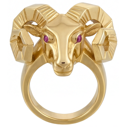 Men's Shimmering Ram Head Purple Amethyst Gemstone Ring – 0.10