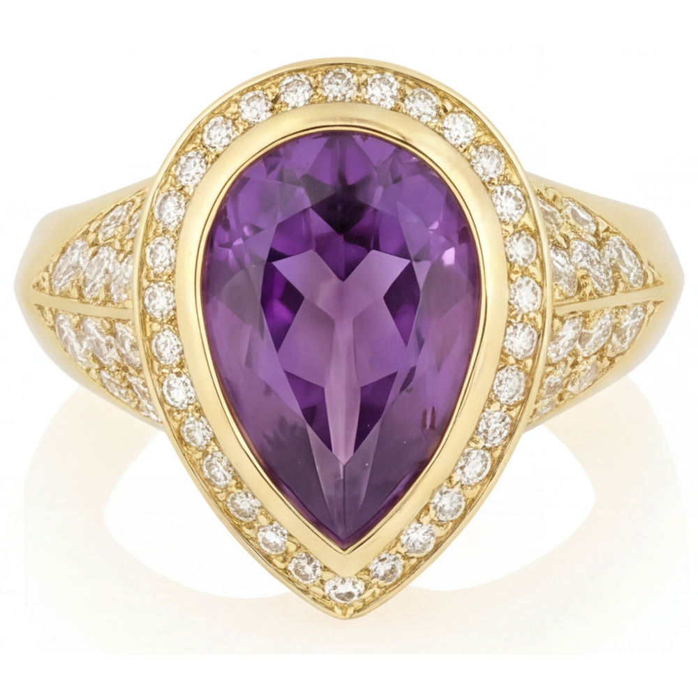 Natural Purple Amethyst Precious Stone Ring – main view