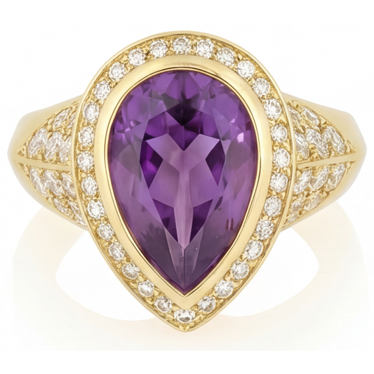 Natural Purple Amethyst Precious Stone Ring – main view