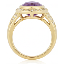 Purple Amethyst Precious Stone Ring 6.50-ct 14K Yellow Gold – profile view