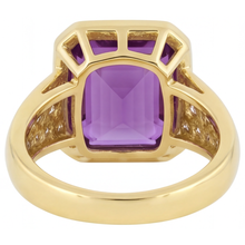 Natural Purple Amethyst Precious Stone Ring – top view