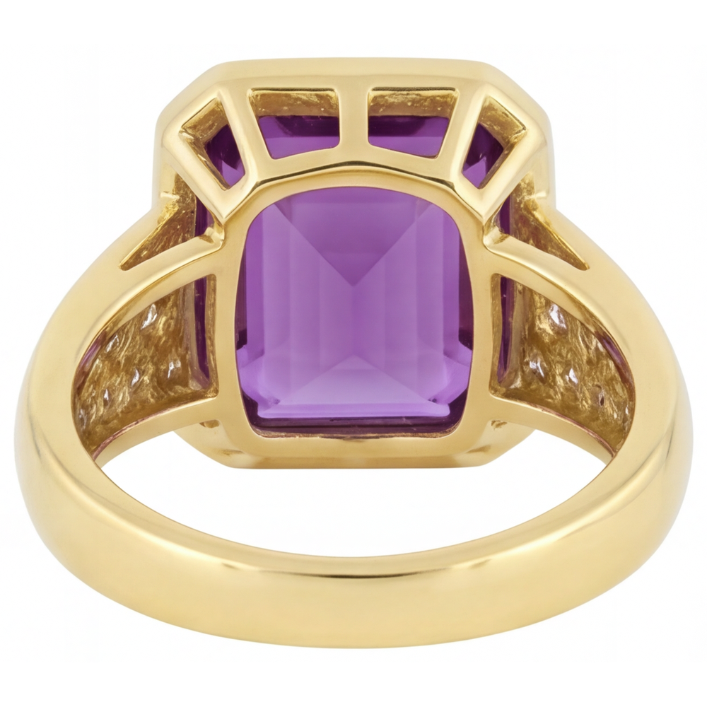 Natural Purple Amethyst Precious Stone Ring – top view