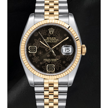 Rolex 116233 Datejust 36mm Brown Floral Arabic Dial Two Tone Watch