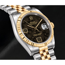 Rolex 116233 Datejust 36mm Brown Floral Arabic Dial Two Tone Watch
