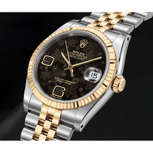 Rolex 116233 Datejust 36mm Brown Floral Arabic Dial Two Tone Watch