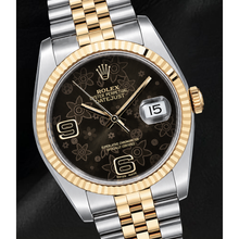 Rolex 116233 Datejust 36mm Brown Floral Arabic Dial Two Tone Watch