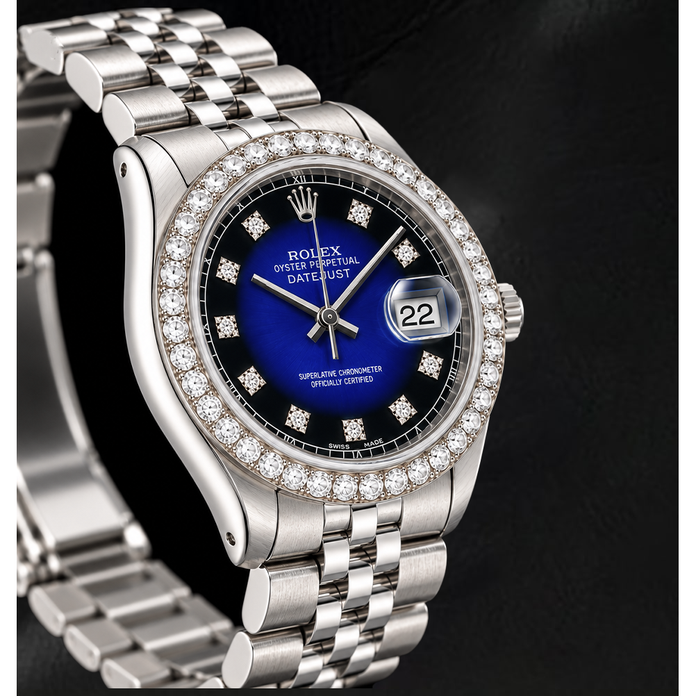 Rolex 1601 Datejust 36mm Blue Diamond Dial Stainless Steel Watch