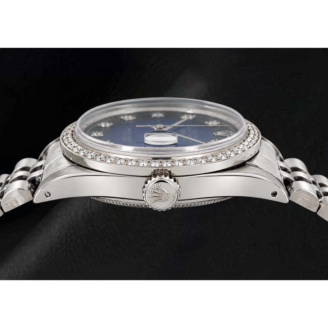 Rolex 1601 Datejust 36mm Blue Diamond Dial Stainless Steel Watch