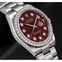 Rolex 16200 Datejust 36mm Red Diamond Dial Stainless Steel Watch