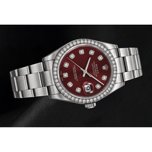 Rolex 16200 Datejust 36mm Red Diamond Dial Stainless Steel Watch