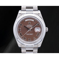 Rolex 41mm Day Date II 218239 Chocolate Roman Dial White Gold President Bracelet 18K