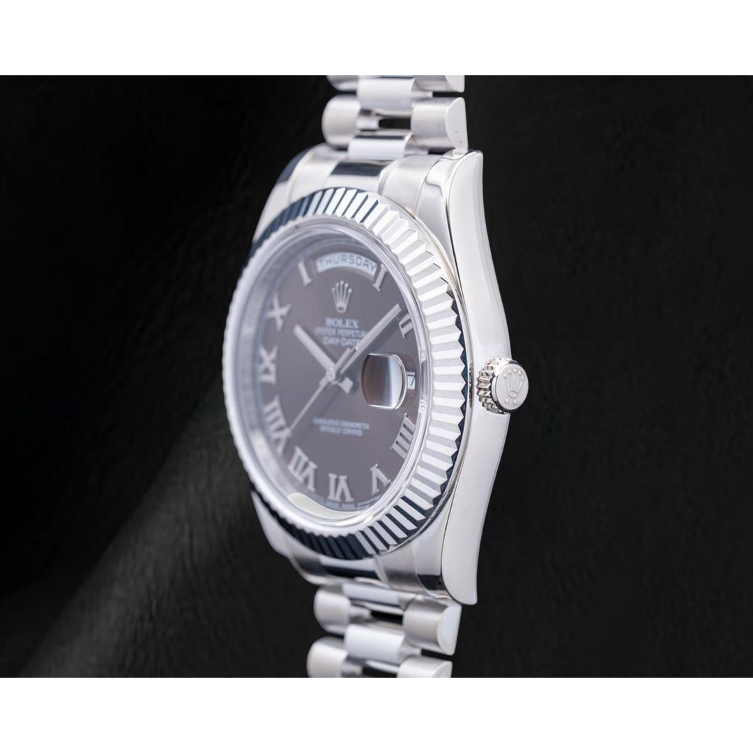 Rolex 41mm Day Date II 218239 Chocolate Roman Dial White Gold President Bracelet 18K