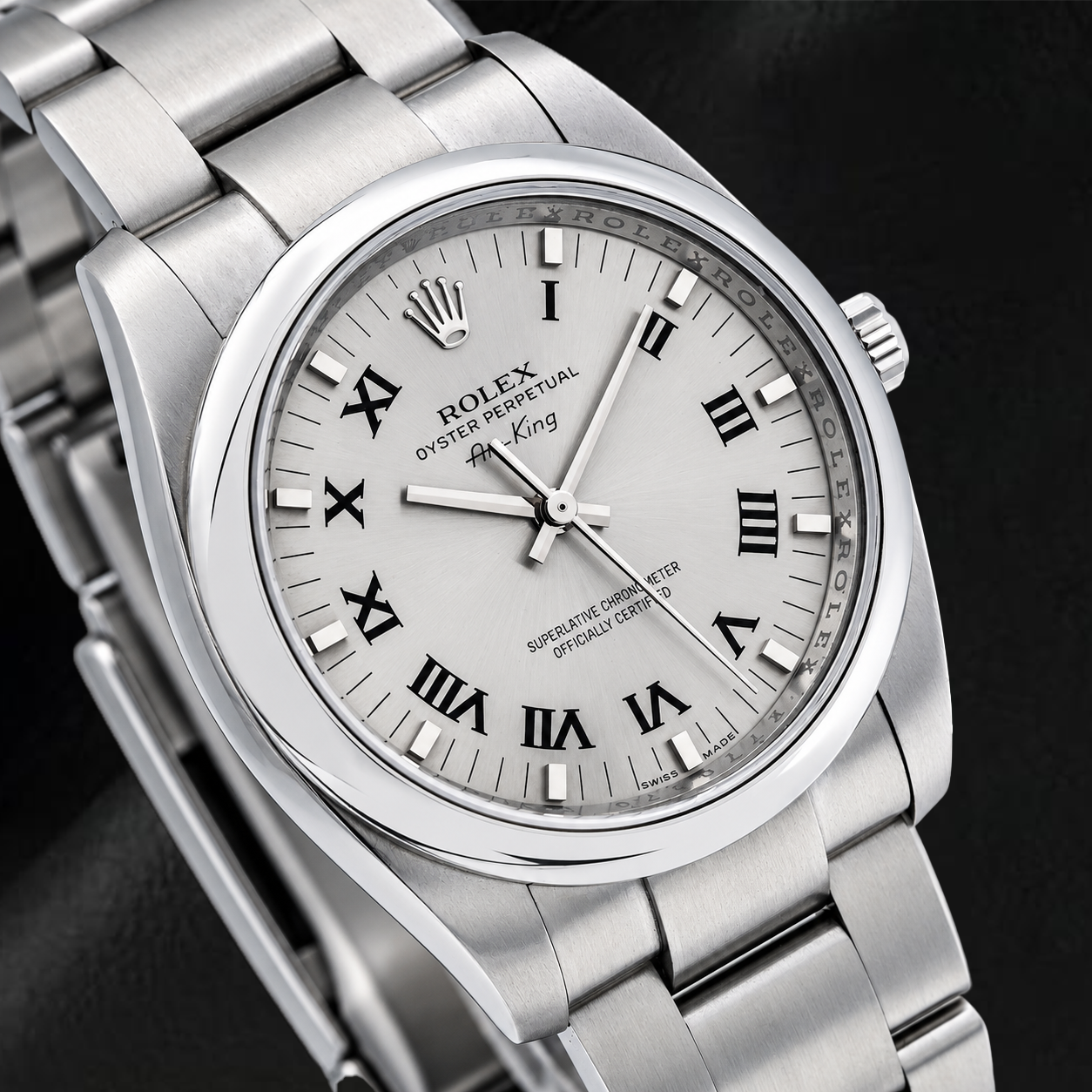 Rolex Air-King 34mm 114200 Silver Roman Dial Stainless Steel Watch Oyster Bracelet
